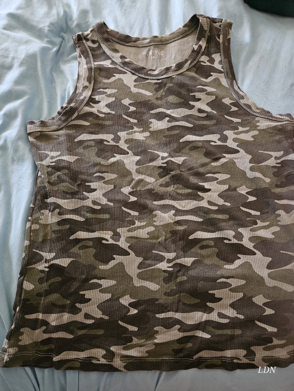 2 FOR $15 Camo Ribbed Tank Top - Olive & Tan